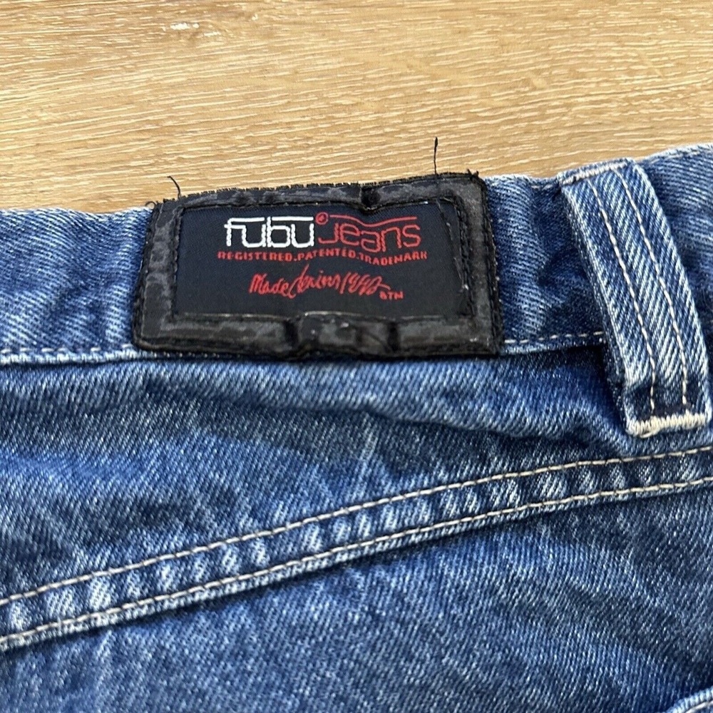 Vintage Fubu Jeans Mens 34 x 33 Wide Leg Baggy Denim Skater Y2K JNCO Cargo‎ - Picture 5 of 16